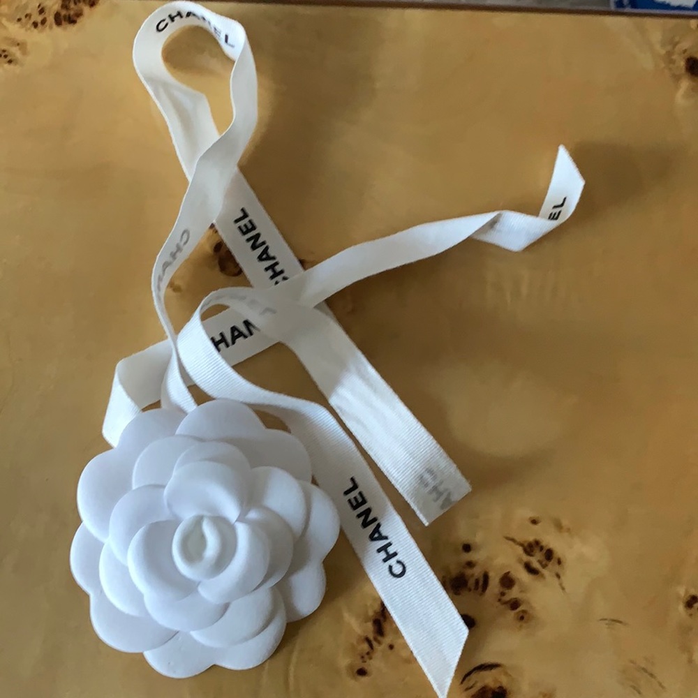 Chanel camellia and ribbon